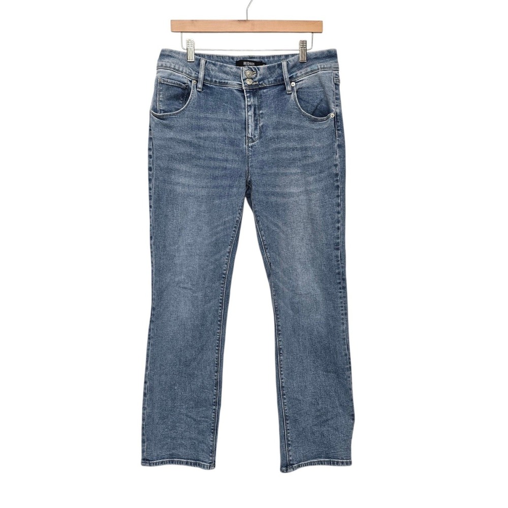Hudson Los Angeles Blue Straight Leg Flap Pocket Jeans Size 12 Medium Wash